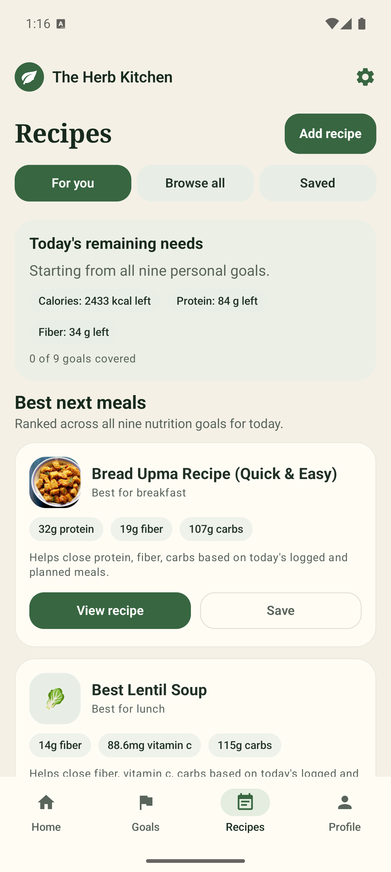 The Herb Kitchen recipes for you screen